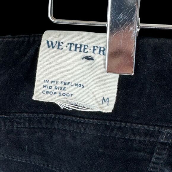 Free People We The Free In My Feelings Black Velour Side Zip Boot Cut Pants Sz M - Picture 6 of 8